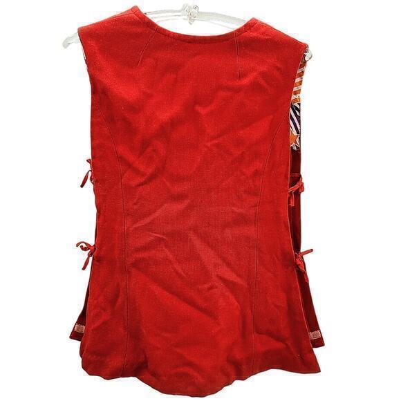 Mademoiselle B Red Contrasting Lining‎ Side Bow Zip Back Vintage Tunic Sweater - Picture 1 of 11